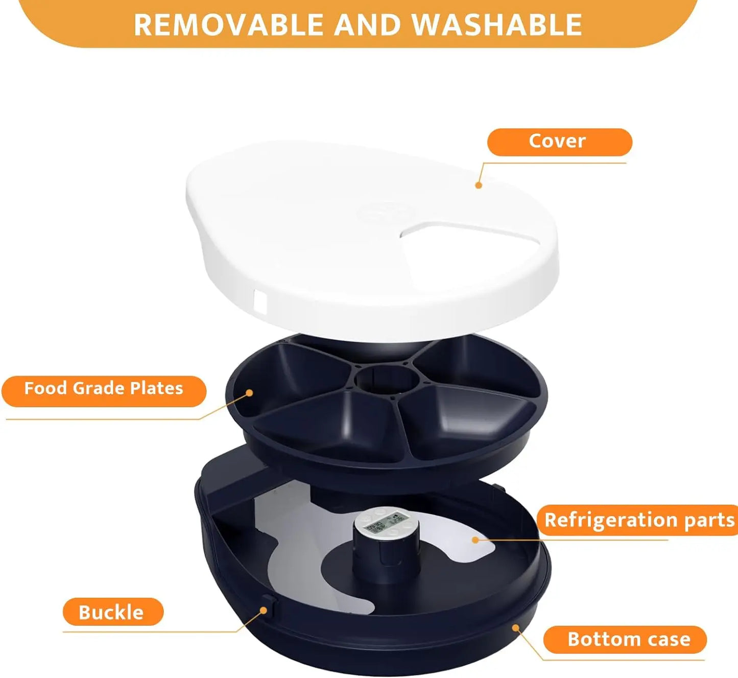 UBPET Automatic Cat Feeder with Cooling – 5 Compartments