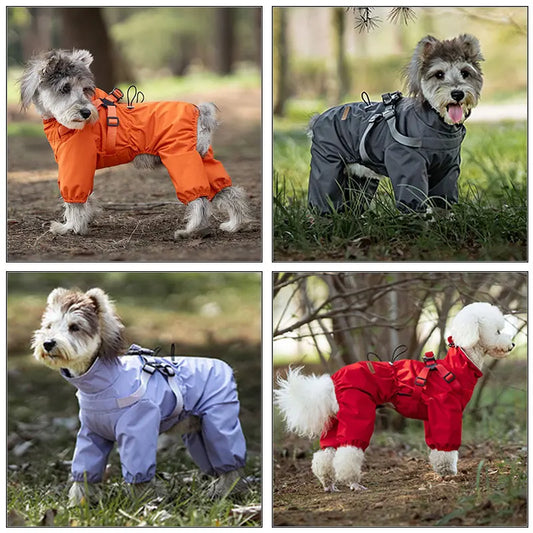 Adjustable Reflective Dog Raincoat with Harness