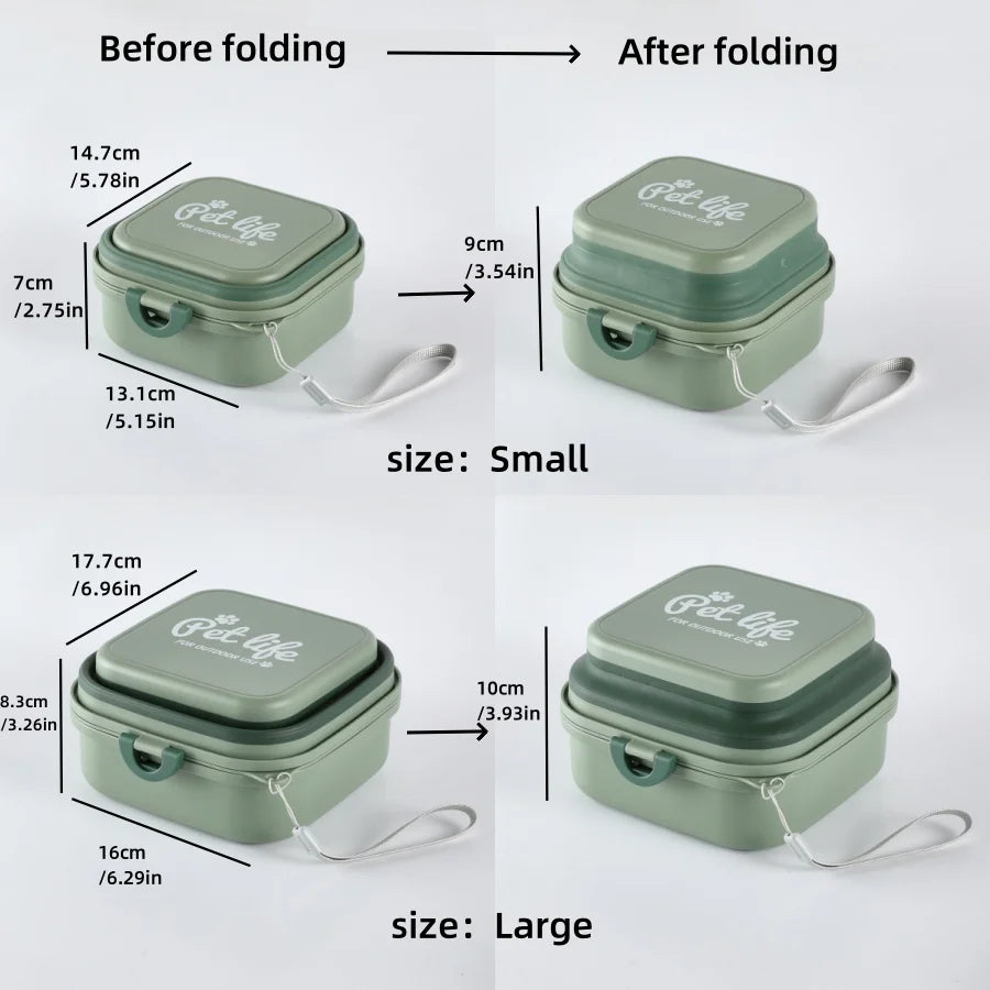 Thickened Folding Double Pet Bowls – Portable Travel Dog & Cat Feeder