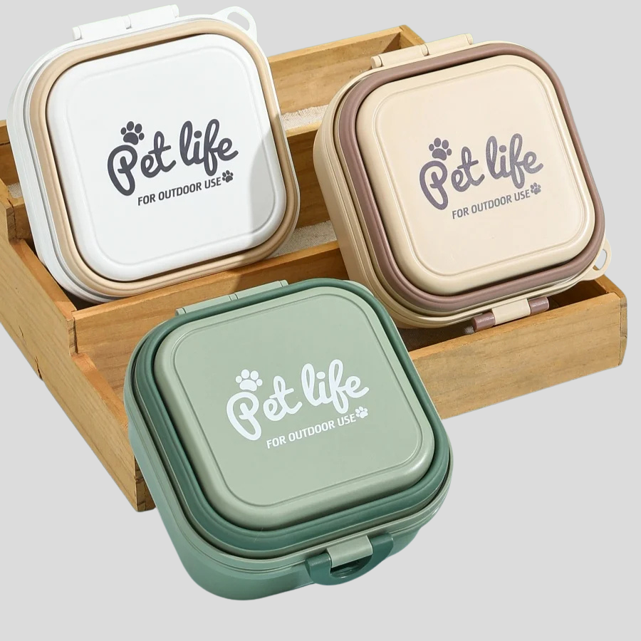 Thickened Folding Double Pet Bowls – Portable Travel Dog & Cat Feeder