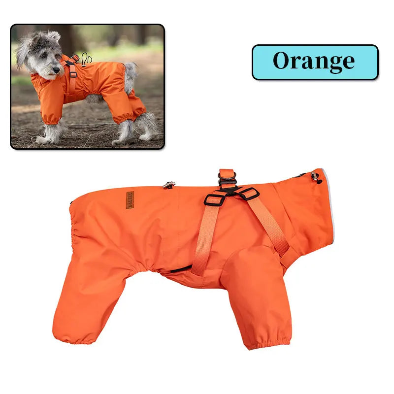 Adjustable Reflective Dog Raincoat with Harness