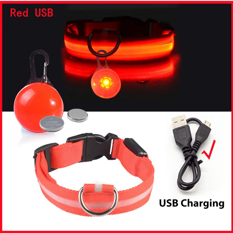 USB Rechargeable LED Dog & Cat Collar – Night Safety