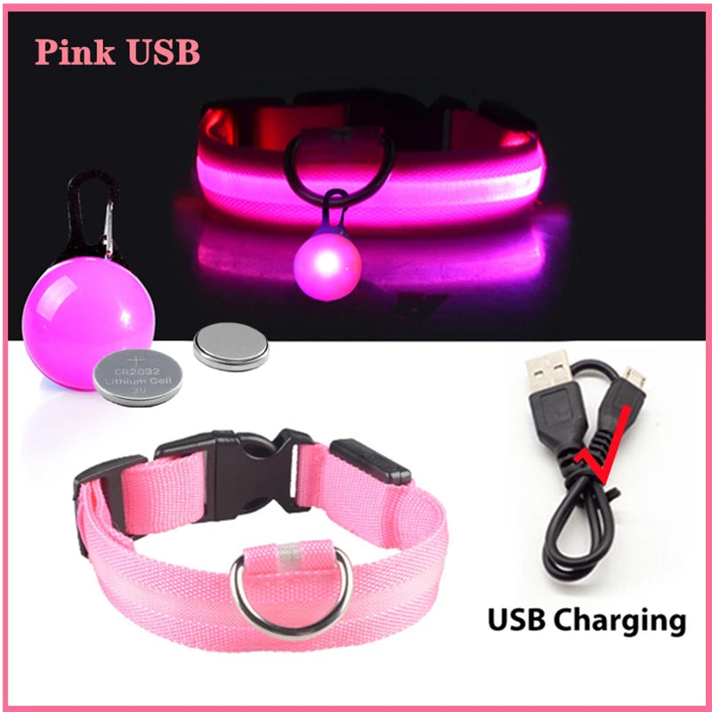 USB Rechargeable LED Dog & Cat Collar – Night Safety