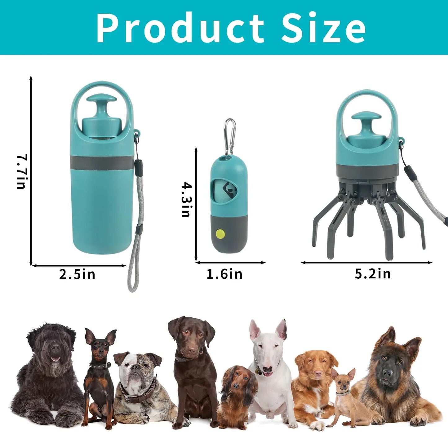 360° Portable Pooper Scooper with Bag Dispenser