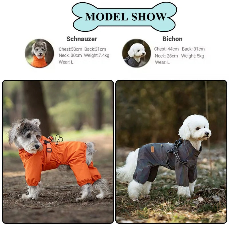 Adjustable Reflective Dog Raincoat with Harness