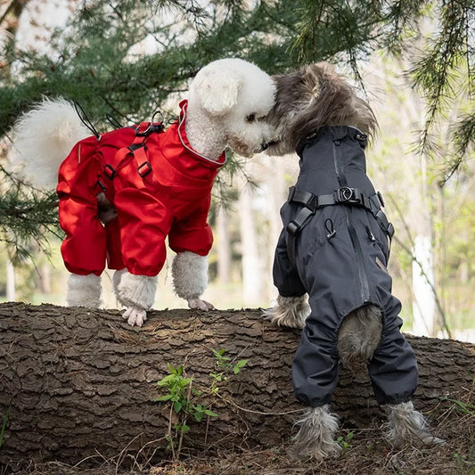 Adjustable Reflective Dog Raincoat with Harness