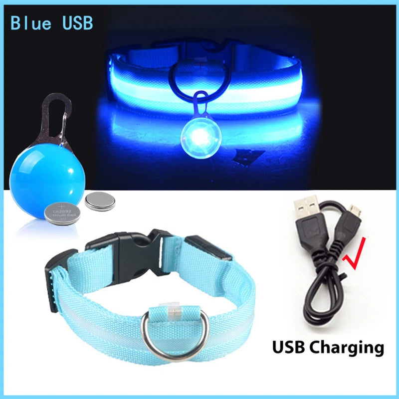USB Rechargeable LED Dog & Cat Collar – Night Safety