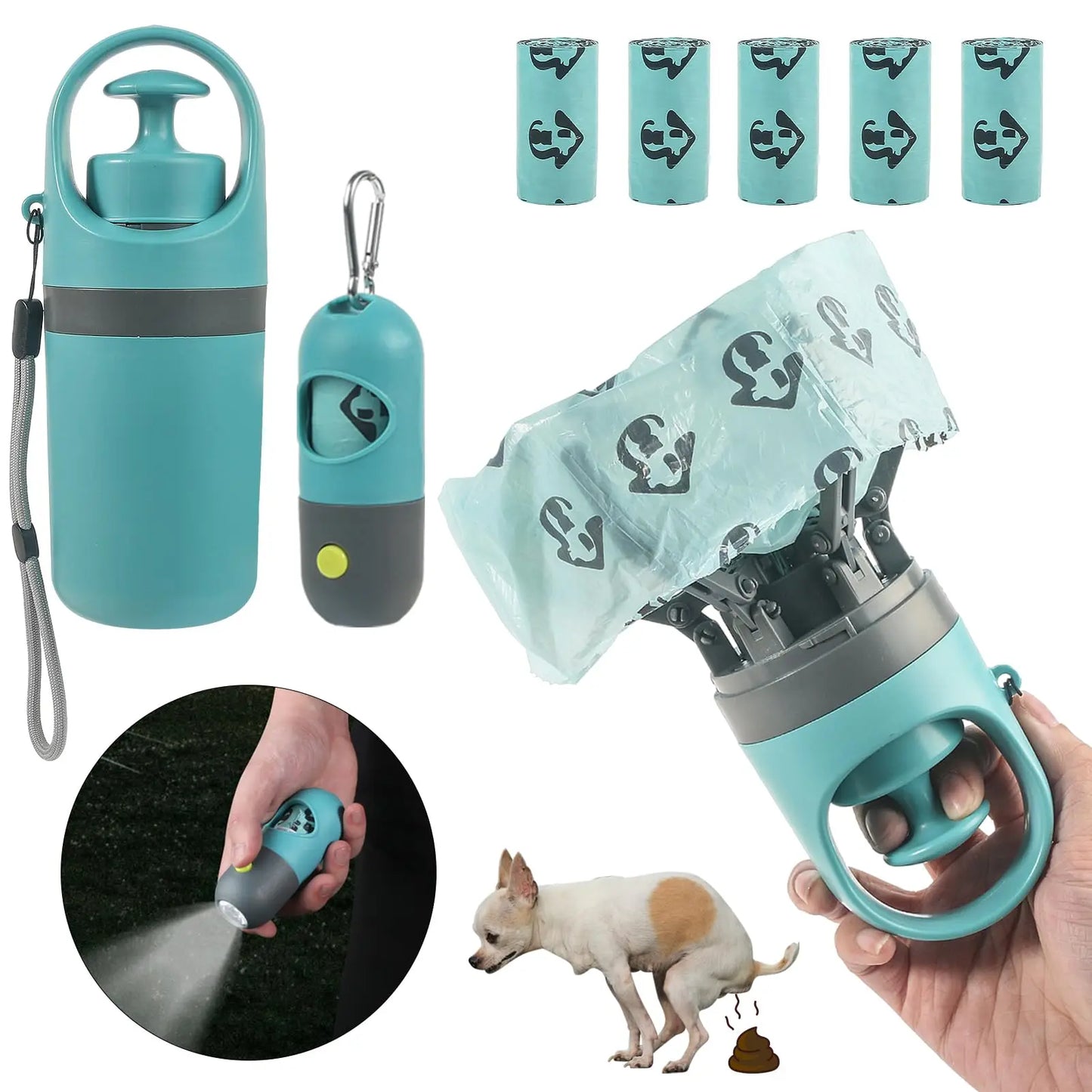 360° Portable Pooper Scooper with Bag Dispenser