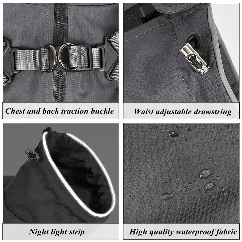 Adjustable Reflective Dog Raincoat with Harness