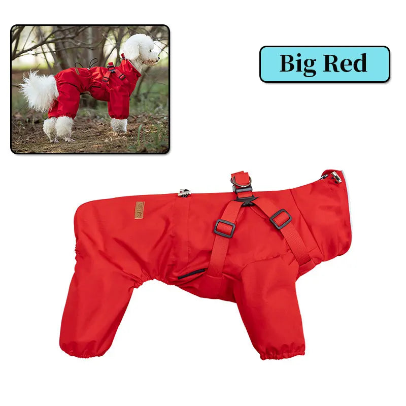Adjustable Reflective Dog Raincoat with Harness