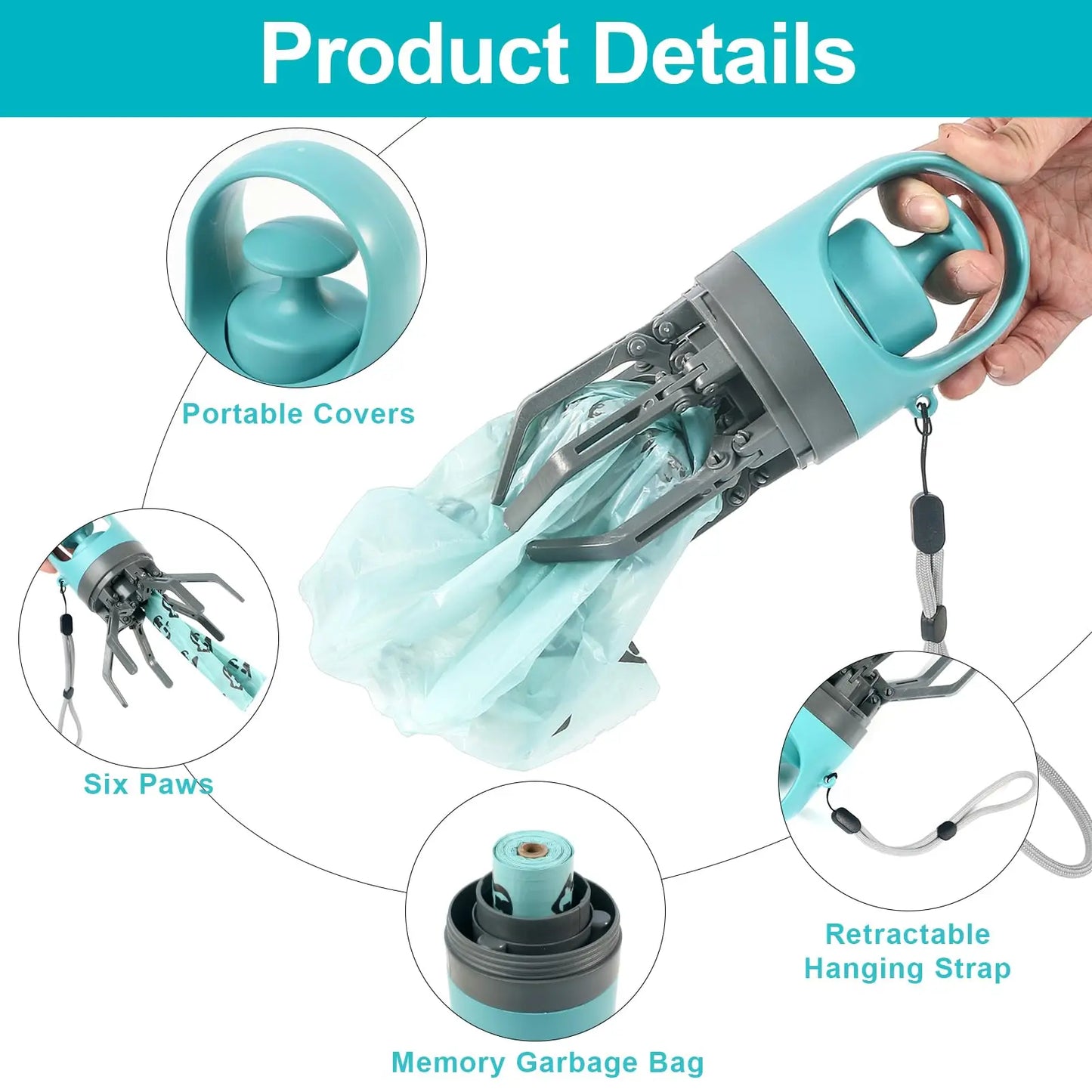 360° Portable Pooper Scooper with Bag Dispenser