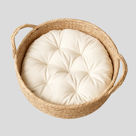 Boho Nest – Round Rattan Bed with Pillow”